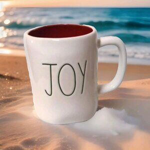 Rae Dunn “Joy” Mug Farmhouse Coffee Tea Cup White Magenta Artisan Collection